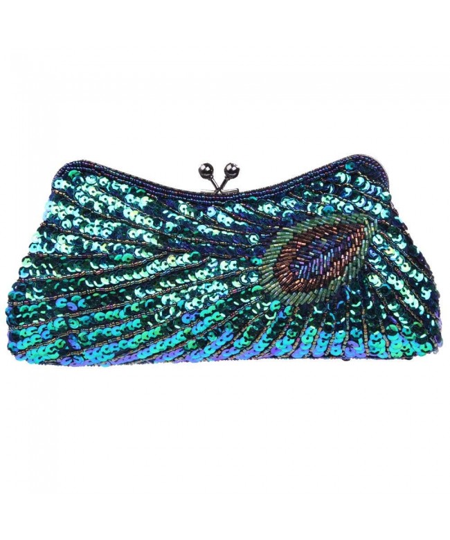 Fawziya Sequin Clutch Purse Peacock