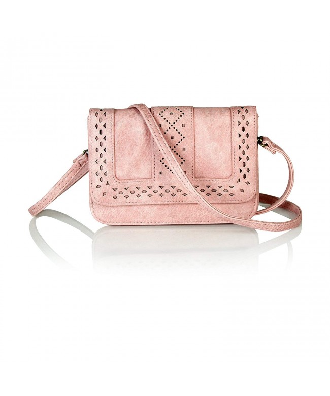 Bohemian Design Perforated Crossbody Clutch