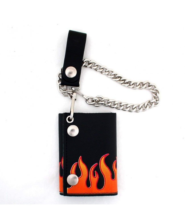 Leather Wallet Vertical Orange Flames