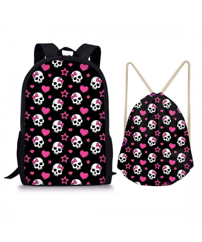 Showudesigns School Backpack Drawstring Skull