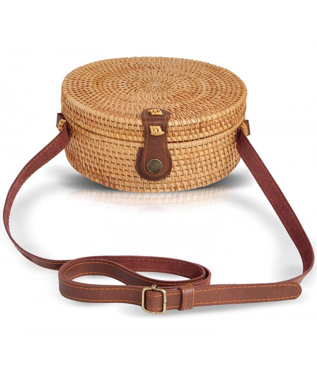 Rattan Crossbody Genuine Leather Adjustable