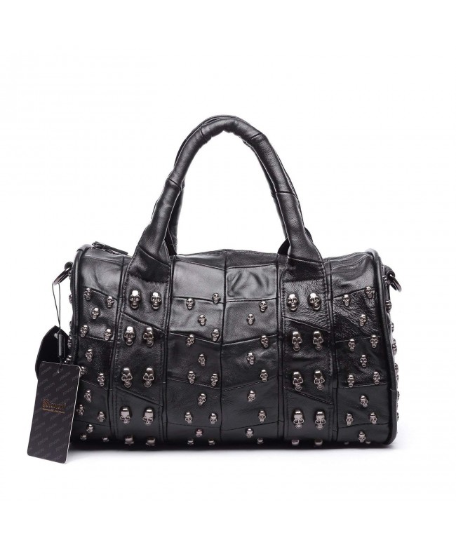 Lambskin Handbag Studded Shoulder Satchel