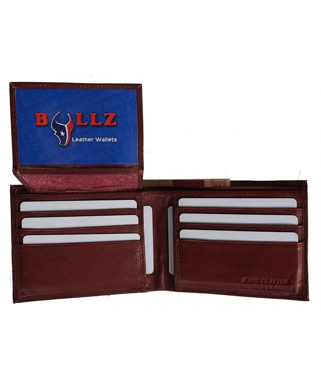 Bifold Leather Wallet Credit Burgundy