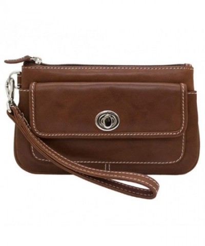 Leather Turn Wristlet Clutch Toffee