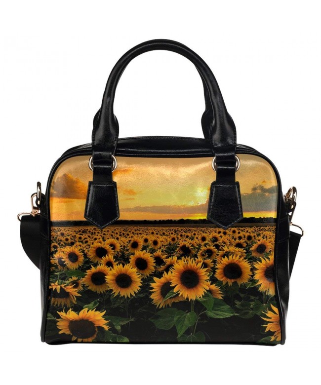 InterestPrint Sunflower Flower Leather Shoulder