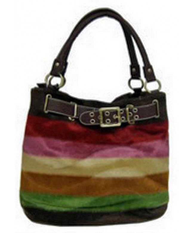 Designer Inspired Striped Purse Brown