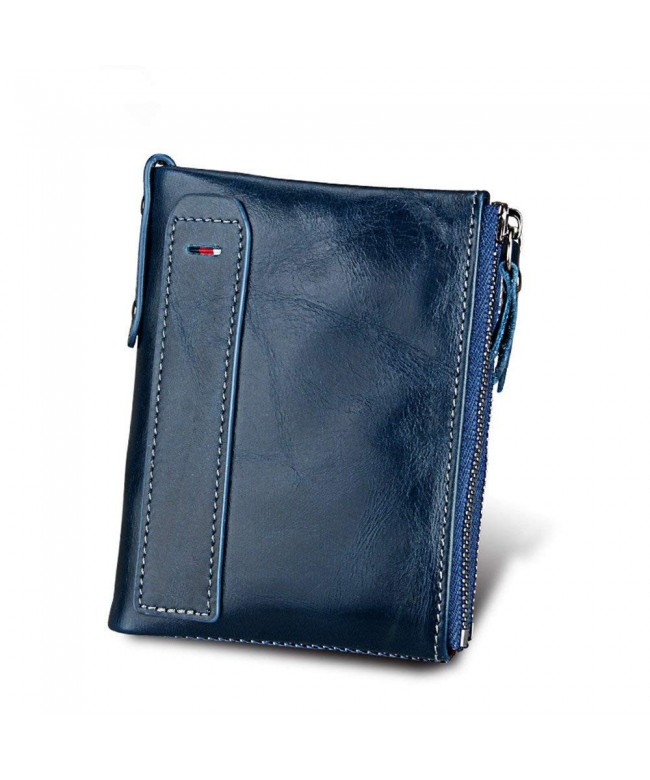 Blocking Leather Wallets Zipper Pocket