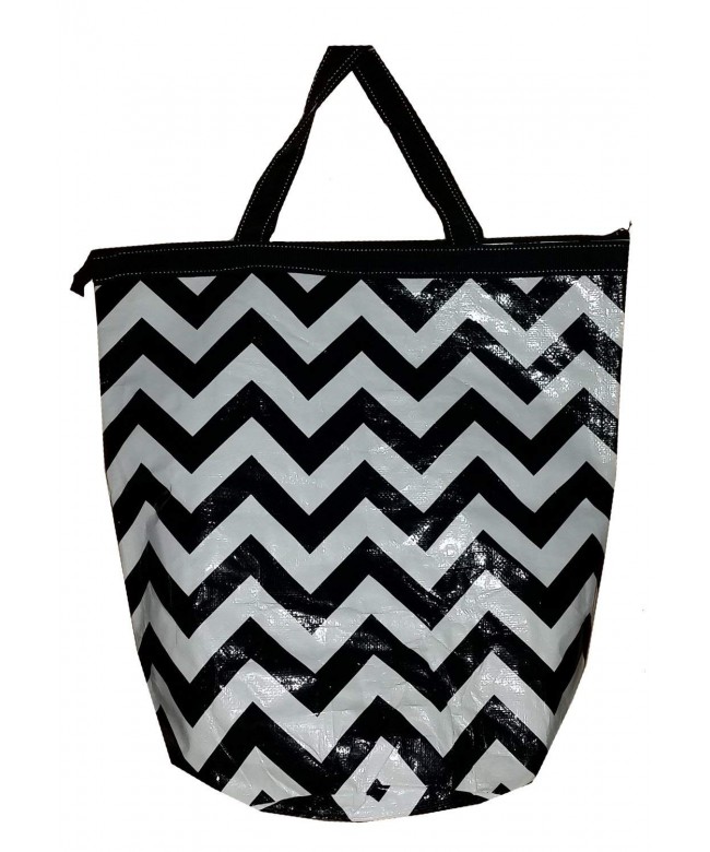 Chevron PVC Zipper Tote Black