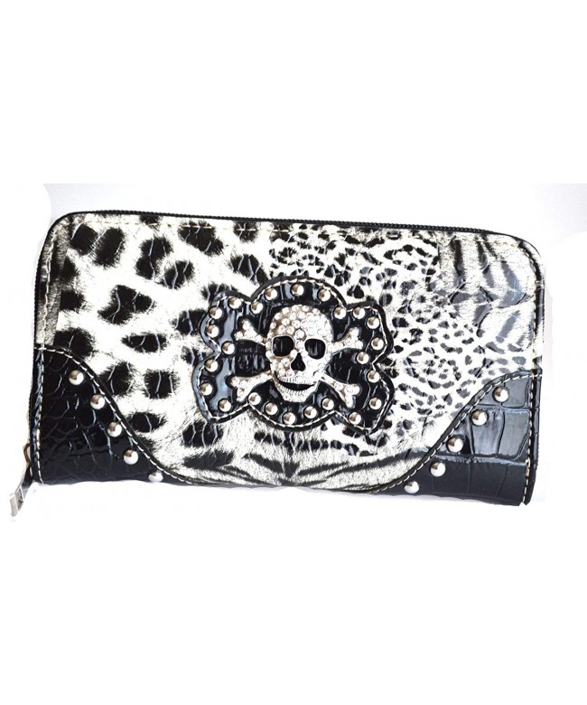 leopard rhinestone crossbones concho zipper