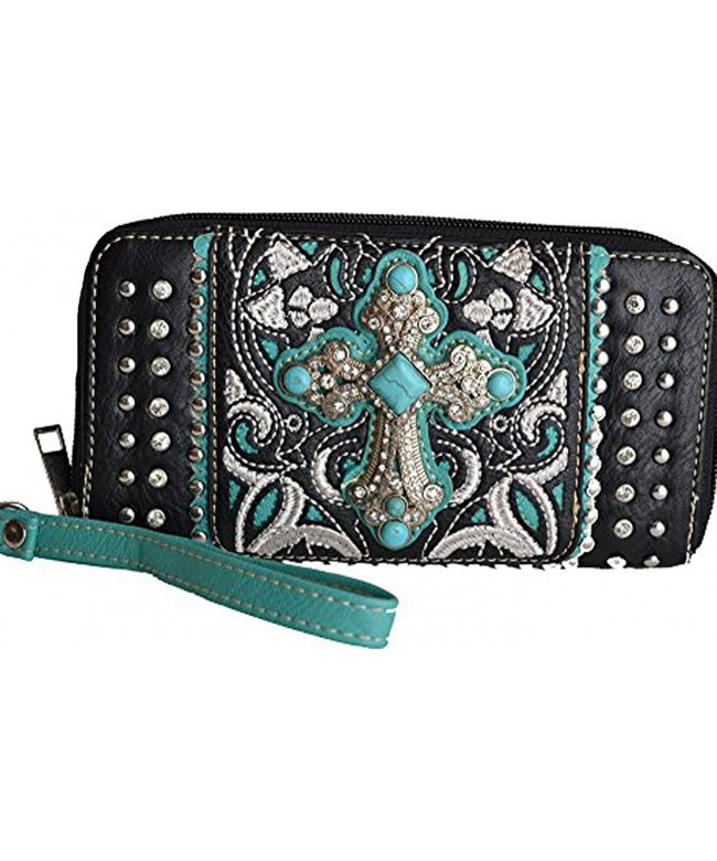 Western Rhinestone Turquoise Cowgirl Clutch