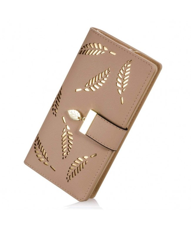 Womens Wallet Pattern Leather Khaki long