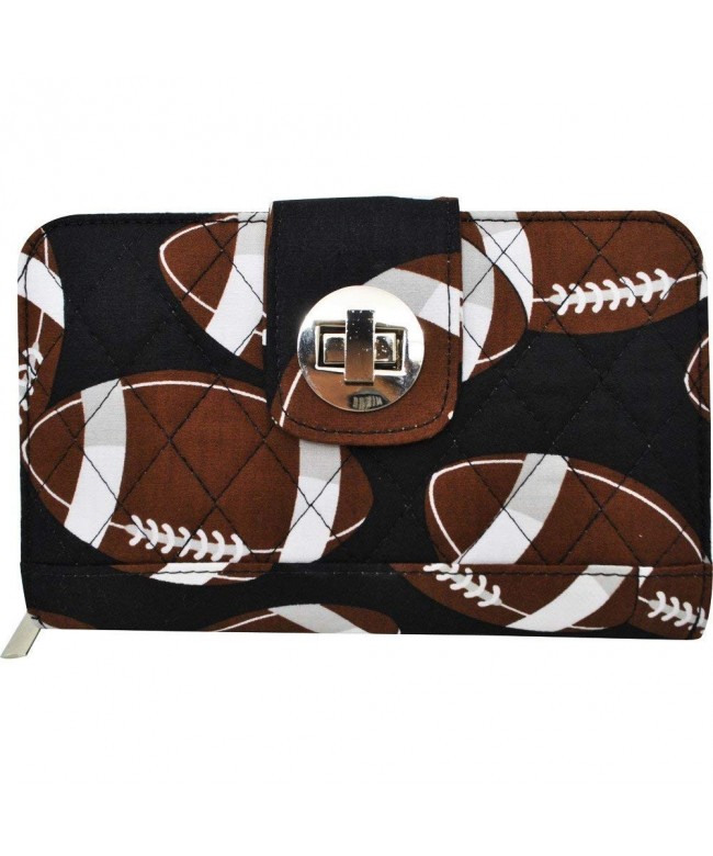 Football Print Quilted Twist Wallet