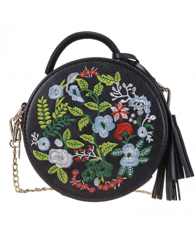 Womens Embroidered Crossbody Shoulder Handbag