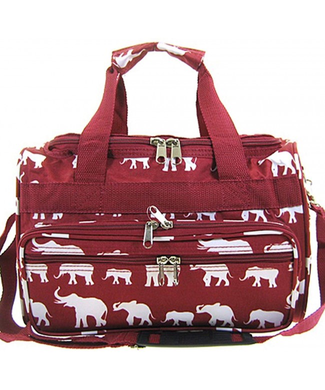 Small Elephant Print Duffel Burgundy