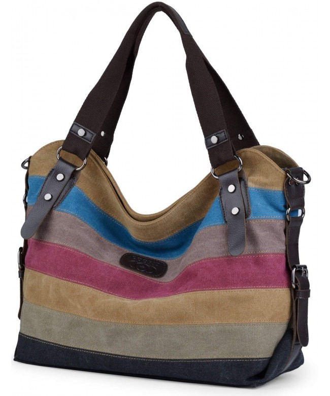 COOFIT Stripe Canvas Handbags Shoulder