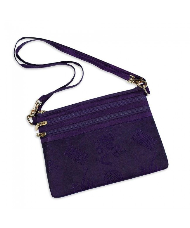 Zip Messenger Silk Jacquard Purple