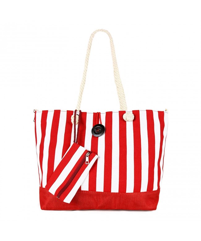 Lightweight Striped Canvas Shoulder Handbag