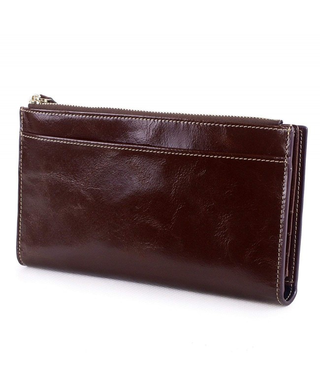 AINIMOER Genuine Leather Trifold Zippered