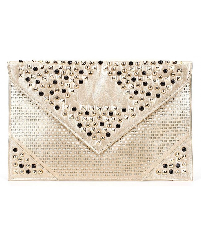 Studded Leather Envelope Removable Shoulder