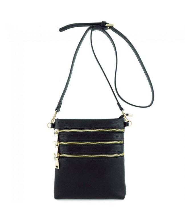 Basic Zipper Shoulder Crossbody Black