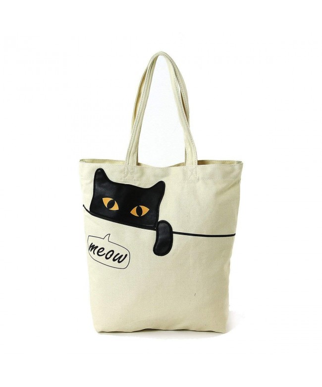 Peeking Black Meow Canvas Tote