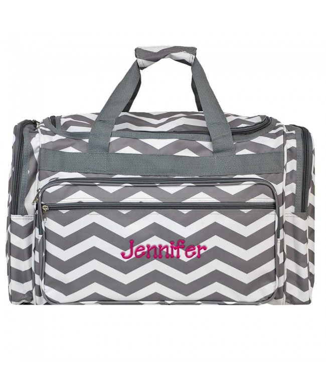 Personalized Grey Chevron Weekender Duffle