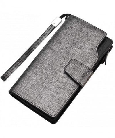 Leather Credit Holder Bifold Billfold Gray