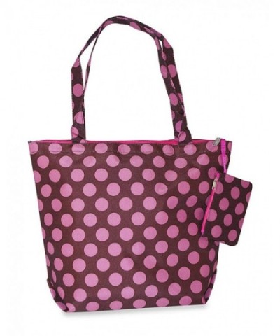 Garden Polka Canvas Tote Brown