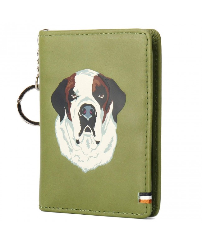 Genuine Leather Holder Bifold KeyChain Green